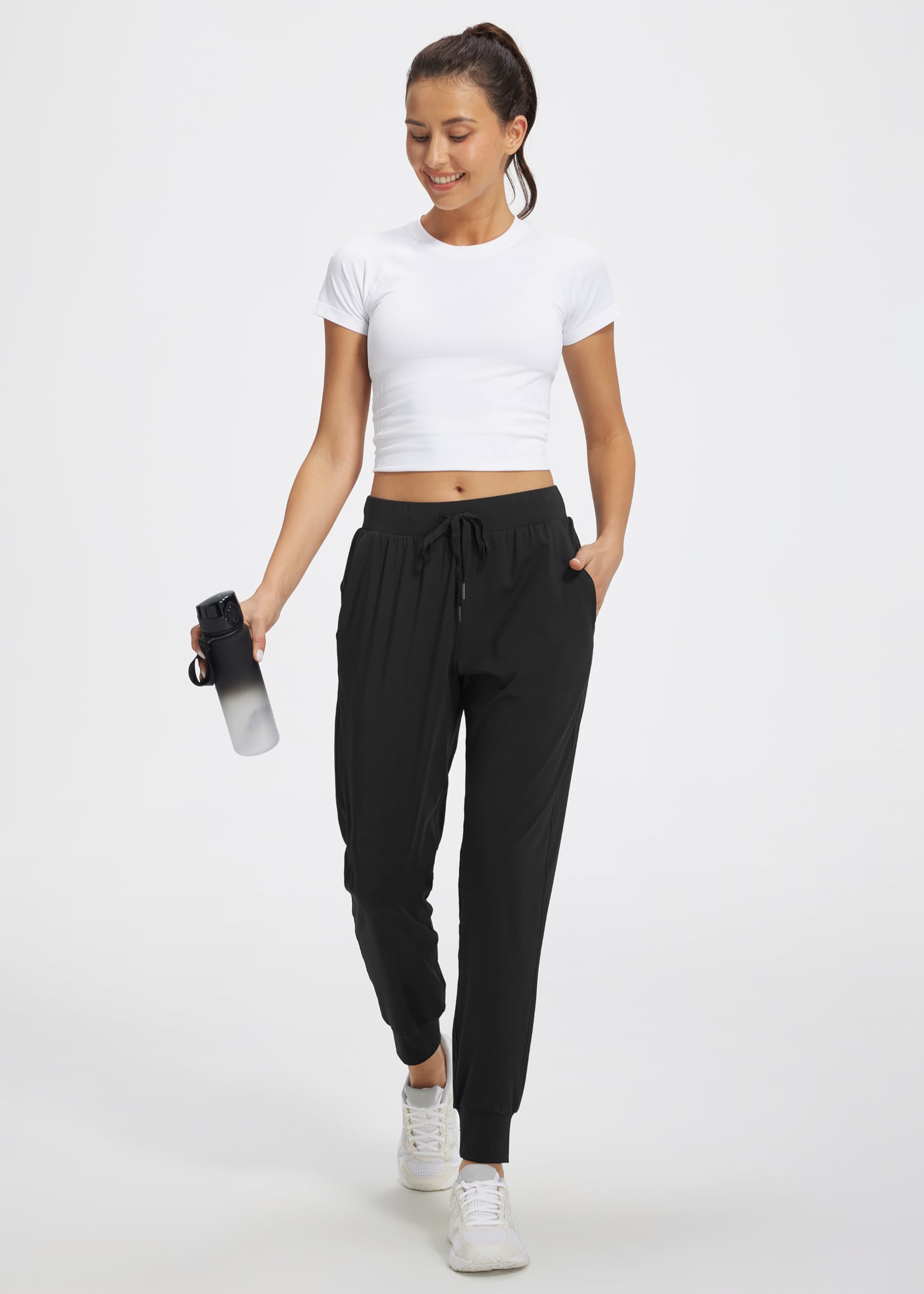 Libin Women's Joggers Pants Athletic Sweatpants with Pockets, Black M