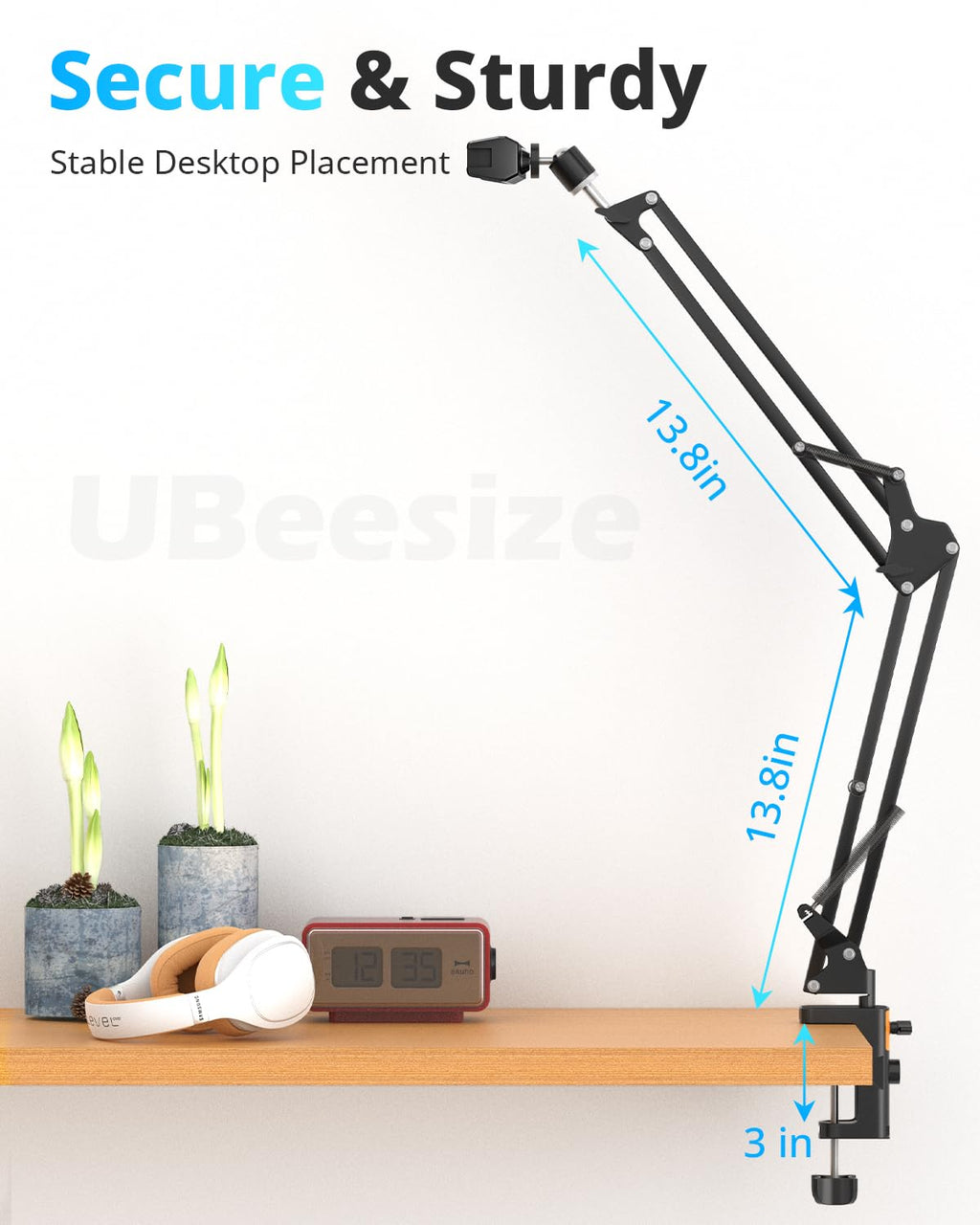 UBeesize Overhead Phone Mount, Flexible Webcam Arm with Phone Holder and Ball Head, Overhead Tripod for Phone Drawing Live Streaming Cooking Flat Photography