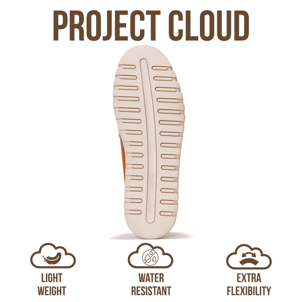 Project Cloud 100% Genuine Leather Loafers for Women – Memory Foam Insoles Slip On Shoes for Women – Lightweight Womens Shoes – Non Slip Womens Loafers (Filide1,COGNACT,7.5)