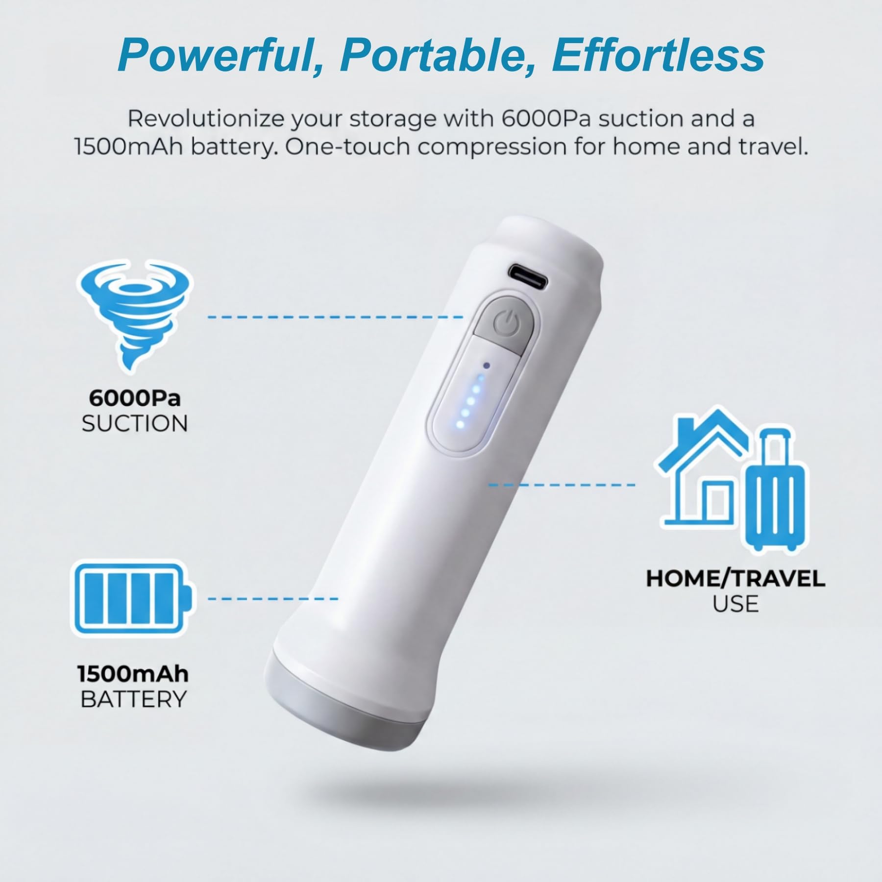 UOZLMD Cordless Electric Vacuum Pump, for Storage Bags, 6000Pa Suction