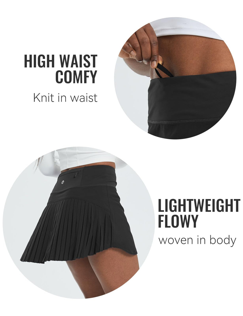 baleaf Tennis Skirts for Women High Waisted Skorts for Woman Golf Lightweight Athletic Workout with Shorts Pockets Black Medium