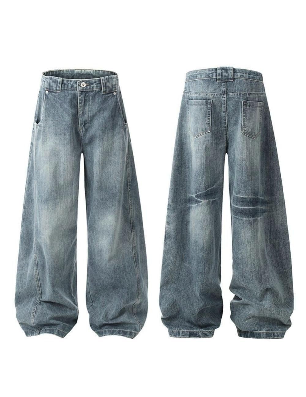 OTEEGX Barrel Baggy Jeans for Women Men Wide Leg Low Rise Jeans Loose Oversized Boyfriend Pants Aesthetic Clothes Blue1-S