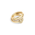 Coach, Women's, Signature Quilted Heart Ring Set, Crystal/Gold, Ring Size 7