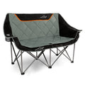 FAIR WIND Oversized Fully Padded Camping Chair Folding Loveseat Camping Couch Double Duo Chair Heavy Duty Quad Fold Arm Chair with Cup Hold - Supports 650 LBS Black