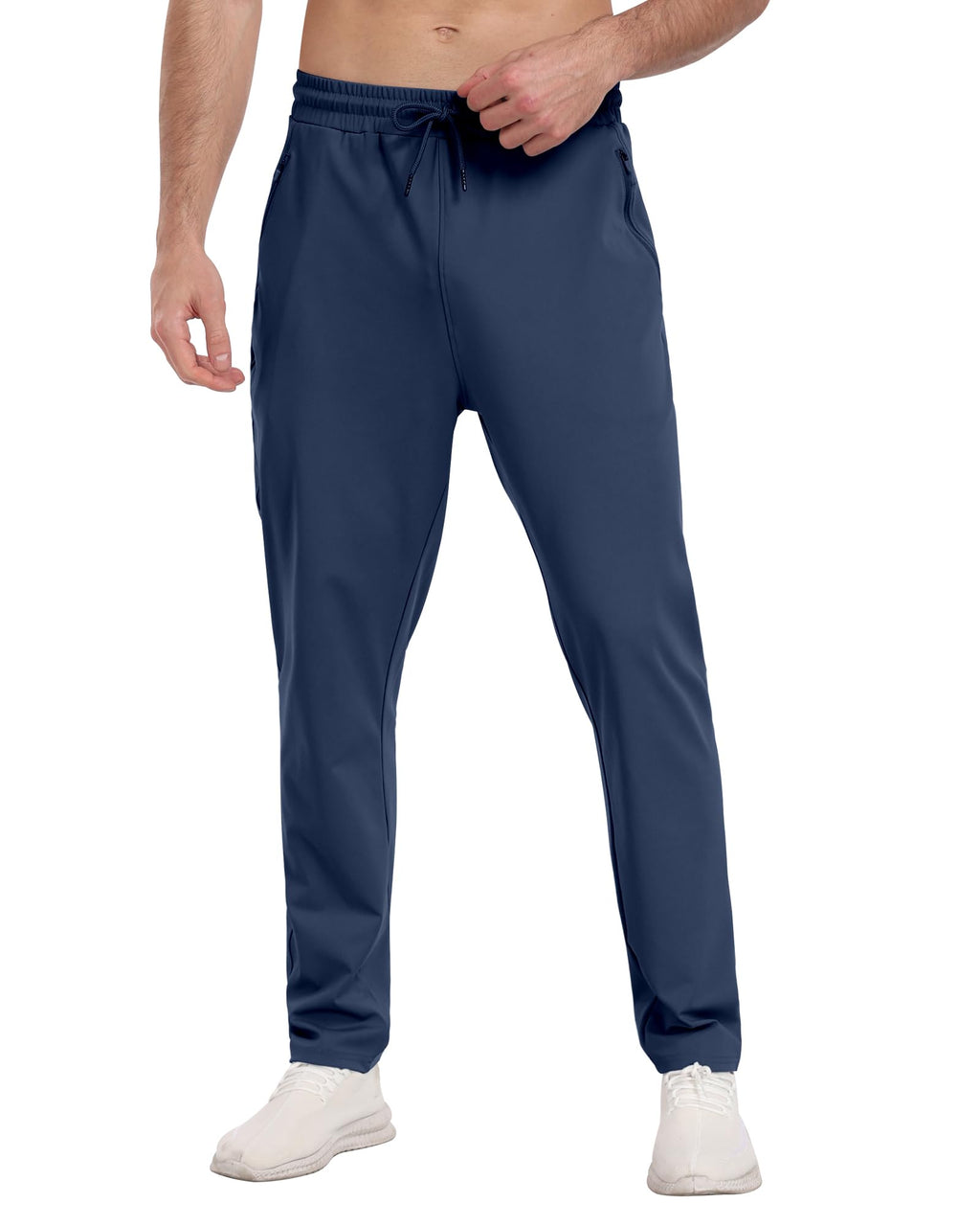 3 Pack Mens Athletic Sweatpants with Zipper Pockets,Workout Gym Joggers Pants for Men Running Jogging Pants-BlackDark GrayNavy-L