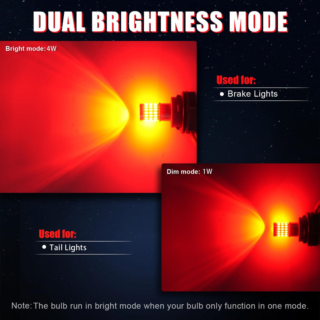 iBrightstar 7443 LED Bulb Red, 7440 LED Brake Light Bulbs Super Bright for Rear Brake Lights and Tail Lights, 2 Pack