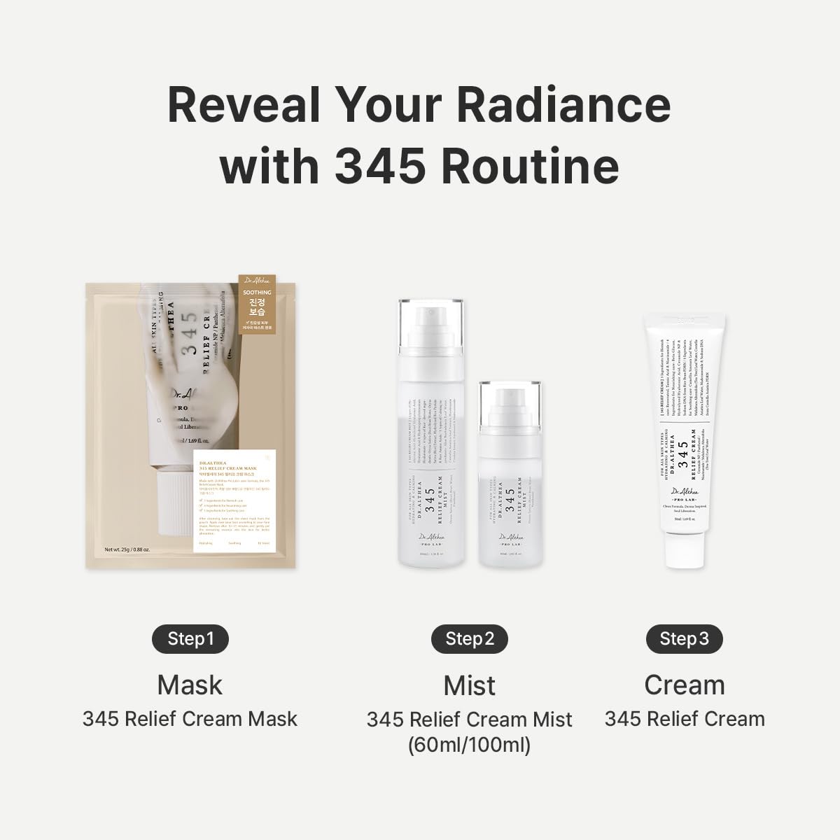 Dr.Althea 345 Relief Cream | Daily Face Moisturizer for Soothing Recovery and Blemish Care with PDRN & Niacinamide | Korean Vegan Skin Care for All Skin Types, 1.69 Fl Oz (Ver.2 - Pack of 1)