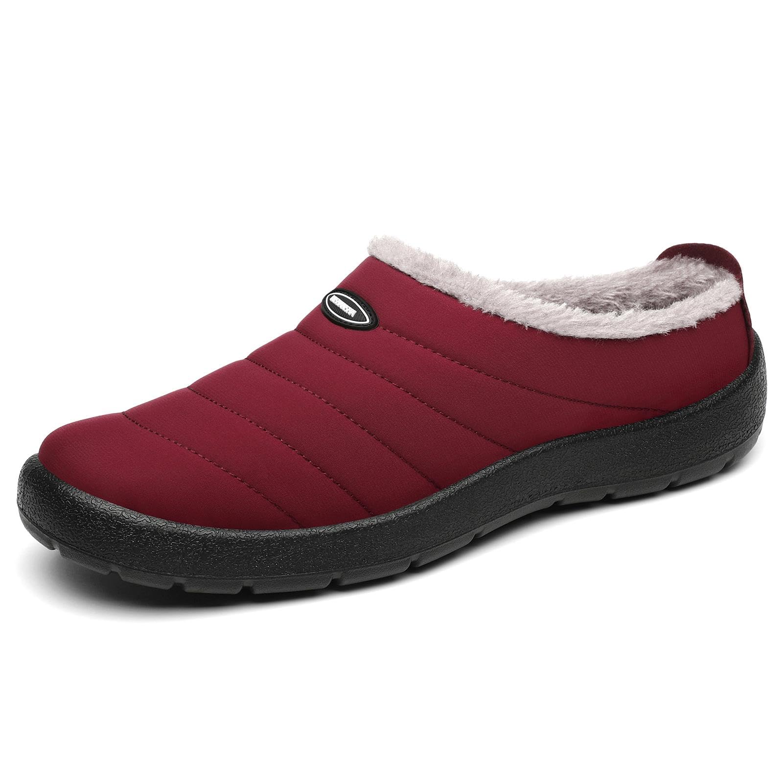 Mishansha Mens Womens House Slippers Warm Fur Lined Winter House Shoes Slip on Cozy Indoor Outdoor Slipper Red Size 8.5 Women/6.5 Men