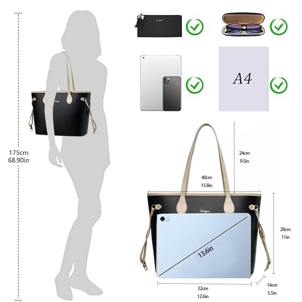 liuzhijiao Tote Bag for Women Top Handle Stachel Purse and Handbags Crossbody Shoulderbag for Office,Shopping,Outings,Black