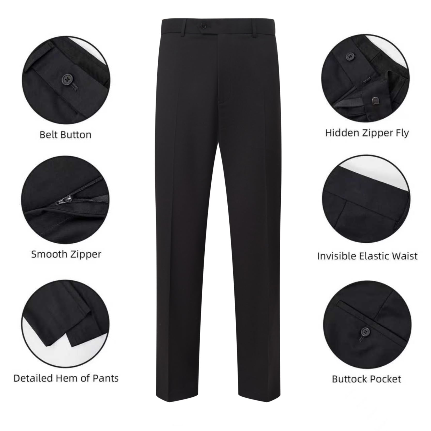 Men's Suit Set 2Pcs Slim Fit Elegant Solid Dress Blazer Pants,Formal Mens Tuxedo Set Single Breasted 2 Button for Business,Weddings,Parties,Proms,Interview,Funeral,Office(QH2501-Black-5-XL)
