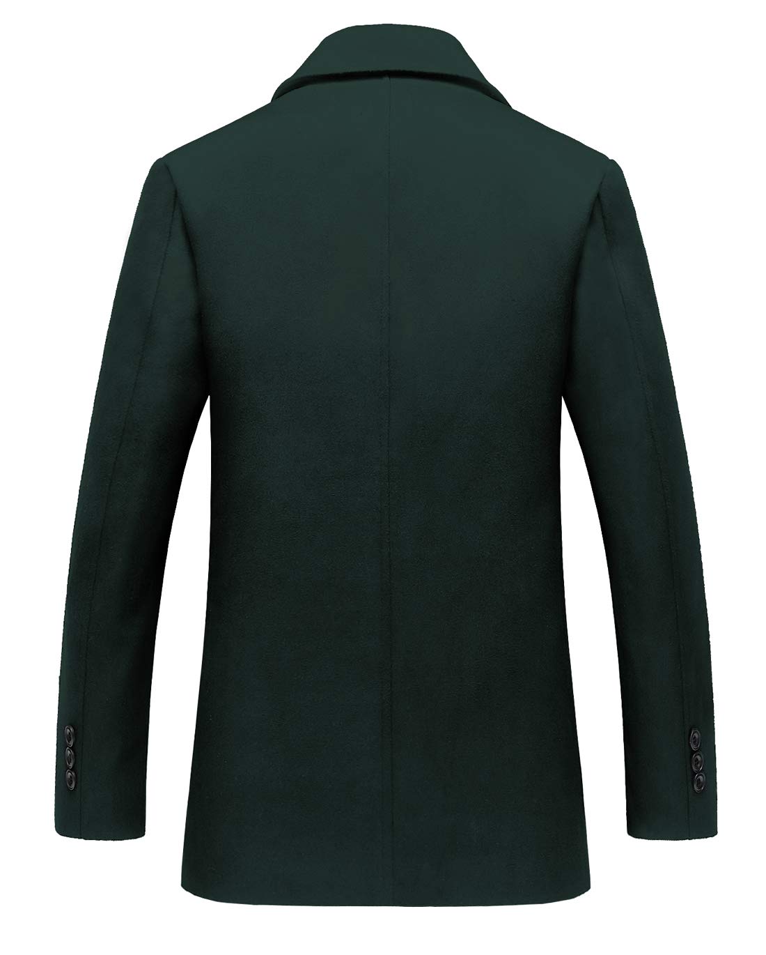 chouyatou Men's Classic Notched Collar Double Breasted Wool Blend Pea Coat (Medium, Green)