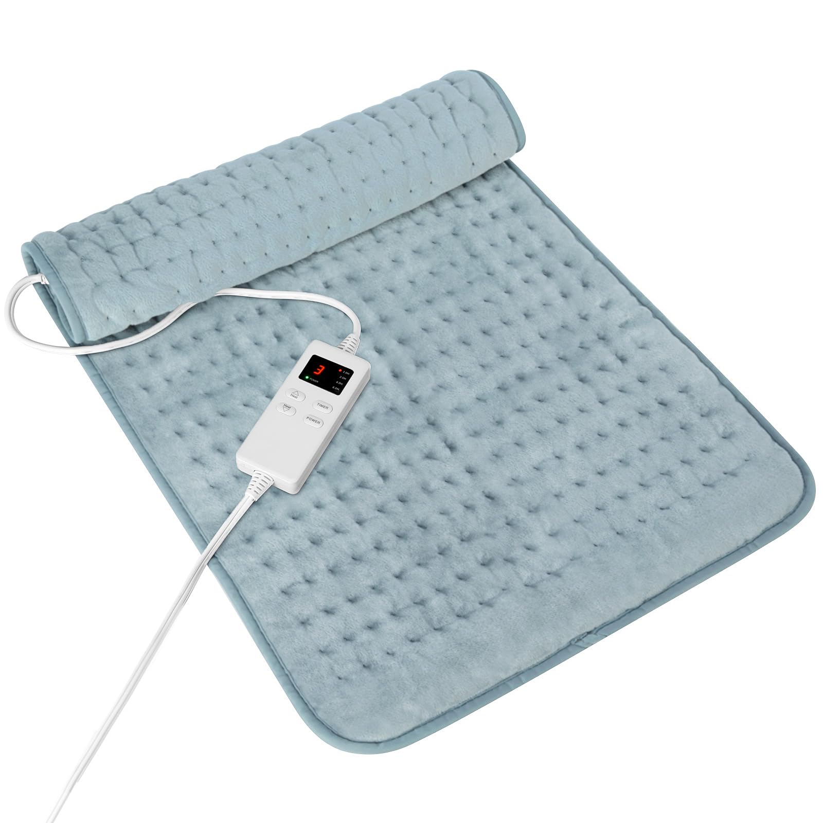 Heating Pad for Period Cramps, Heating Pad for Back/Neck/Shoulder Muscle Pain, 6 Heating&4 Timer Setting, Auto Shut Off, Dry/Moist Heat & Machine Washable, Gray Birthday Christmas Gifts for Women Mom