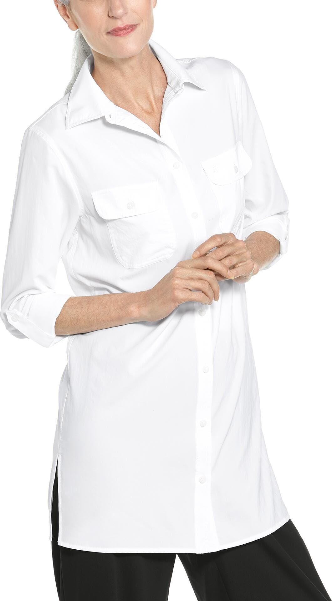 Coolibar Women's Tunic Long Sleeve Shirt - UPF 50+ Sun Protection - Santorini in White
