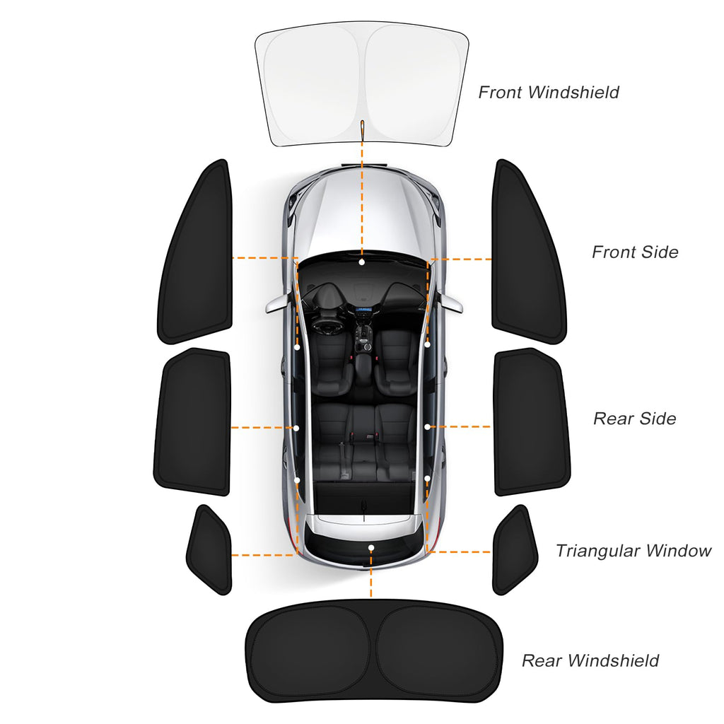 KUST Car Window Shades for Ford Escape 2020-2025 2026 Windshield Sun Shade Side Window Cover UV Block Privacy Protection Accessories for Camping Blackout Rear Back Full Set 8PCS