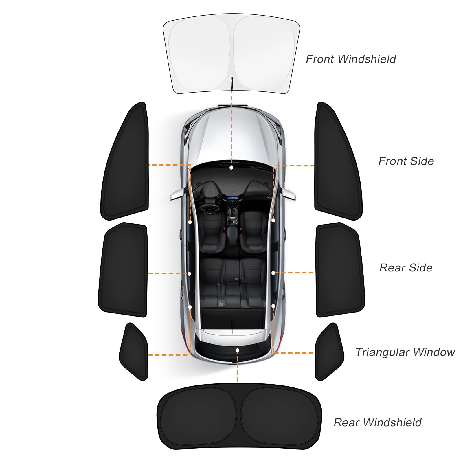 KUST Car Window Shades for Ford Escape 2020-2025 2026 Windshield Sun Shade Side Window Cover UV Block Privacy Protection Accessories for Camping Blackout Rear Back Full Set 8PCS