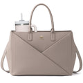 LOVEVOOK Laptop Tote Bag for Women with Large Cup Holder, 16 Inch PU Leather Work Bag Teacher Tote Bag, Waterproof Computer Bags Business Office Briefcase Handbag