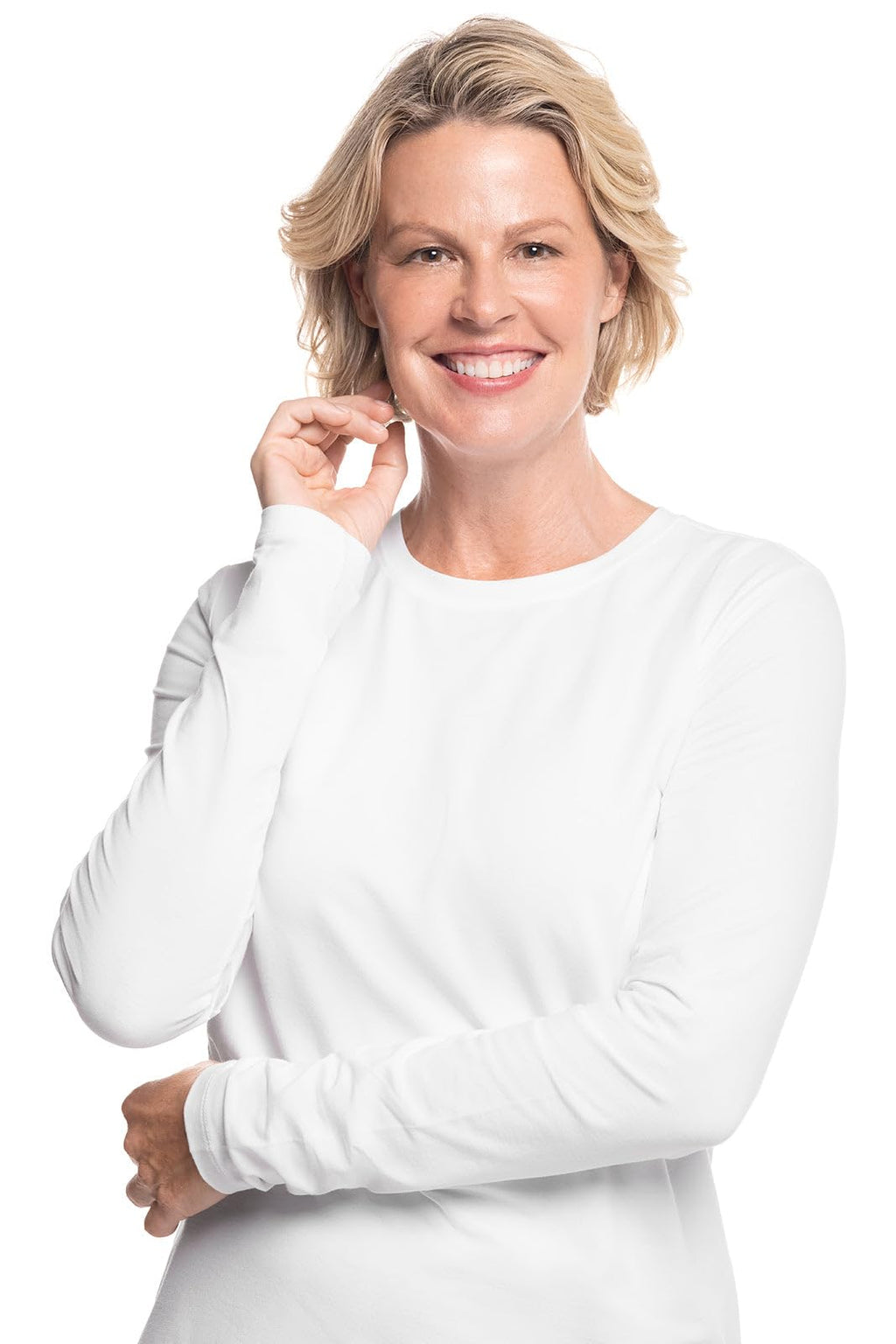 Coolibar UPF 50+ Women's Long sleeve T-Shirt - Sun Protective,Medium,White