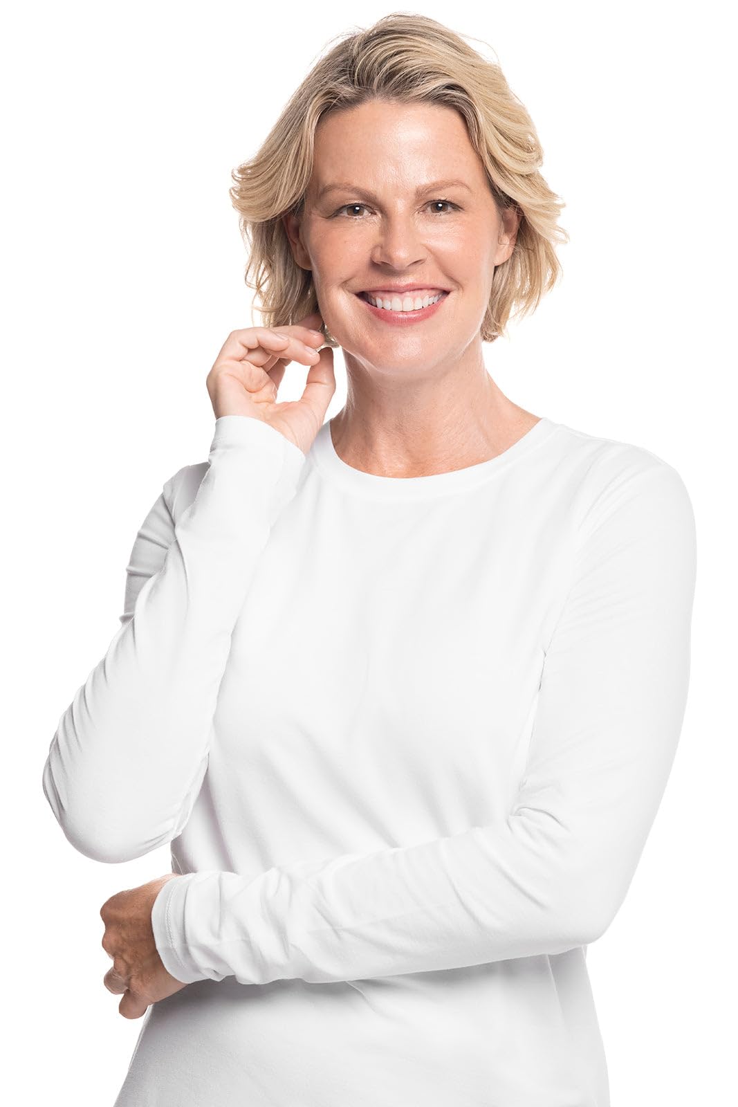 Coolibar UPF 50+ Women's Long sleeve T-Shirt - Sun Protective,Medium,White