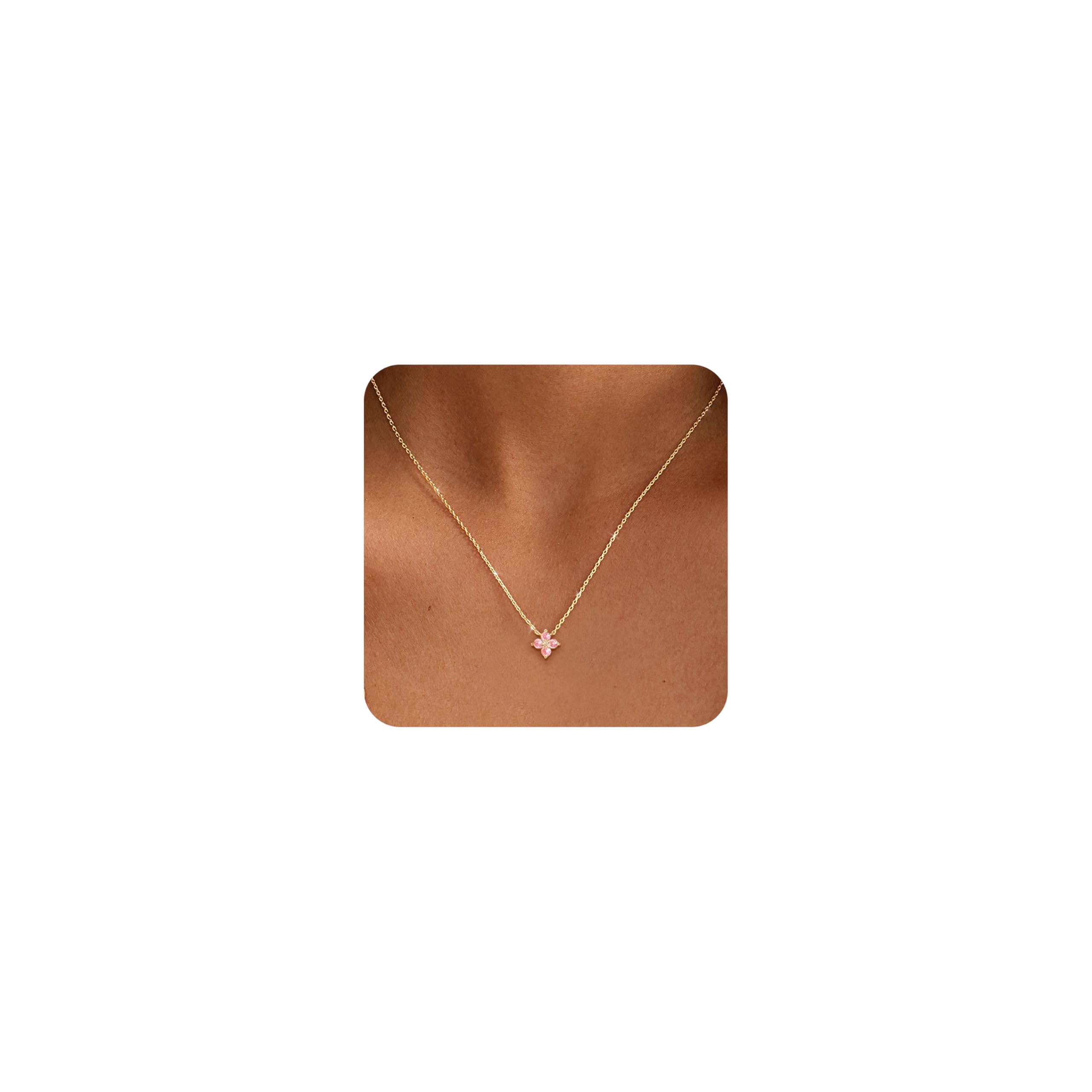 ZHESHY Birthstone Gold Necklaces for Women Dainty Non Tarnish 14K Gold Plated Diamond Necklace Cubic Zirconia Pendant Necklaces Women Gold Trendy Jewelry Bridesmaid Birthday Christmas Mothers Day Gifts