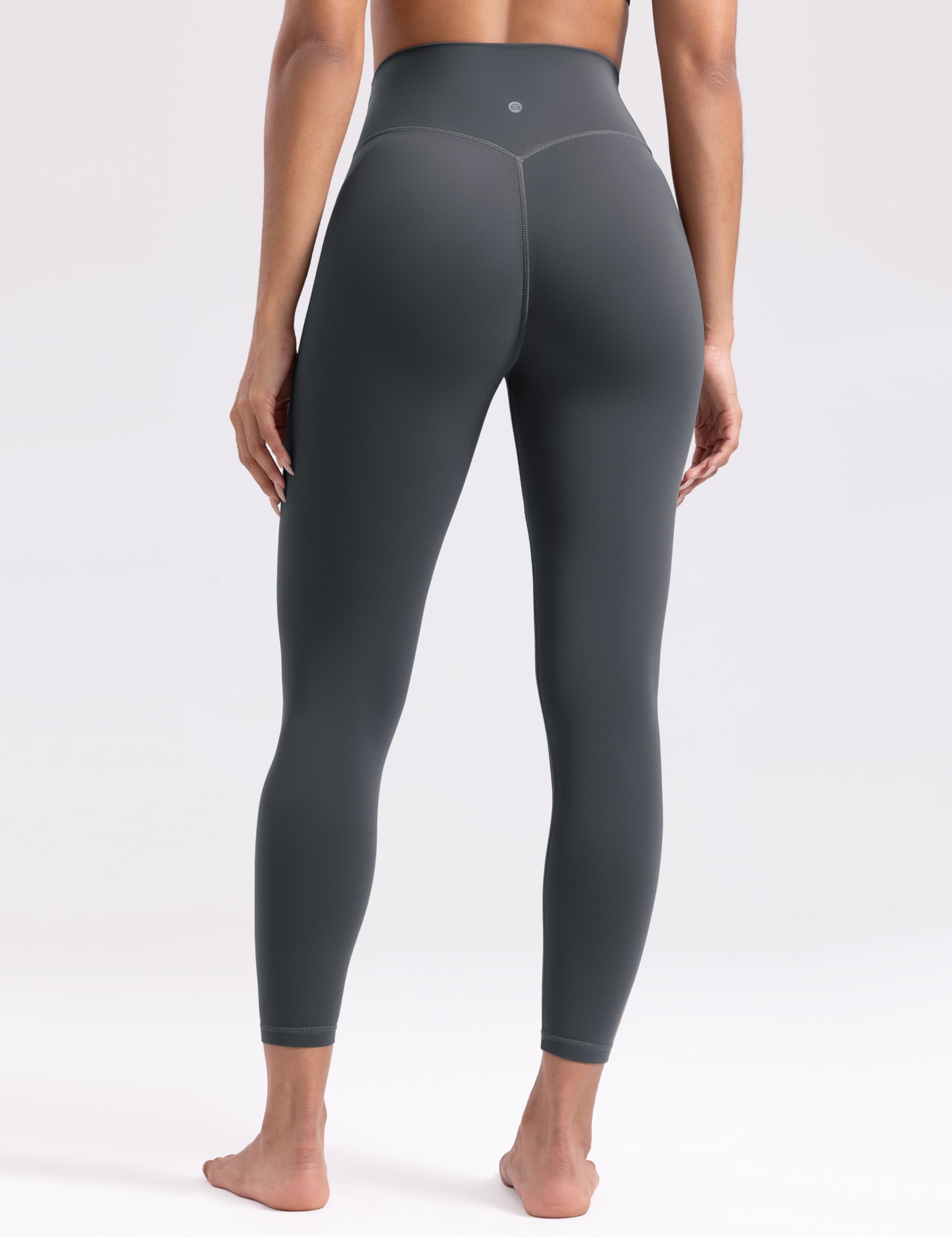 ENERBLOOM Women's Workout Leggings Yoga Pants No Front Seam 25"/28" High Waisted Hidden Scrunch Butt Athletic Gym Tights 25" Grey Large