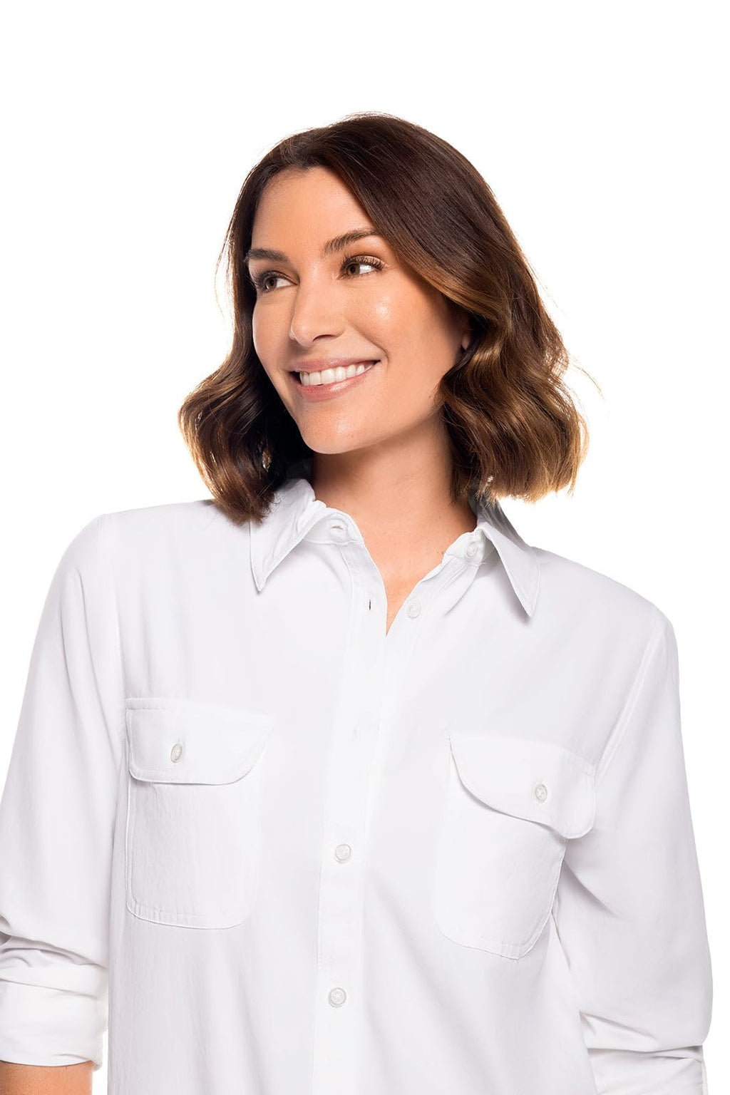 Coolibar Women's Tunic Long Sleeve Shirt - UPF 50+ Sun Protection - Santorini in White