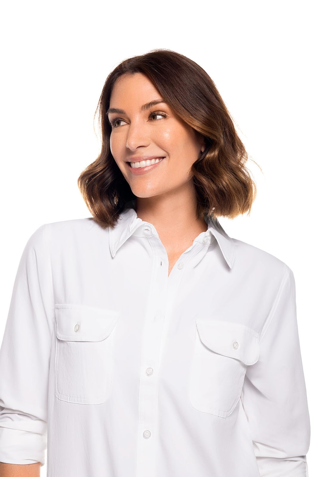 Coolibar Women's Tunic Long Sleeve Shirt - UPF 50+ Sun Protection - Santorini in White