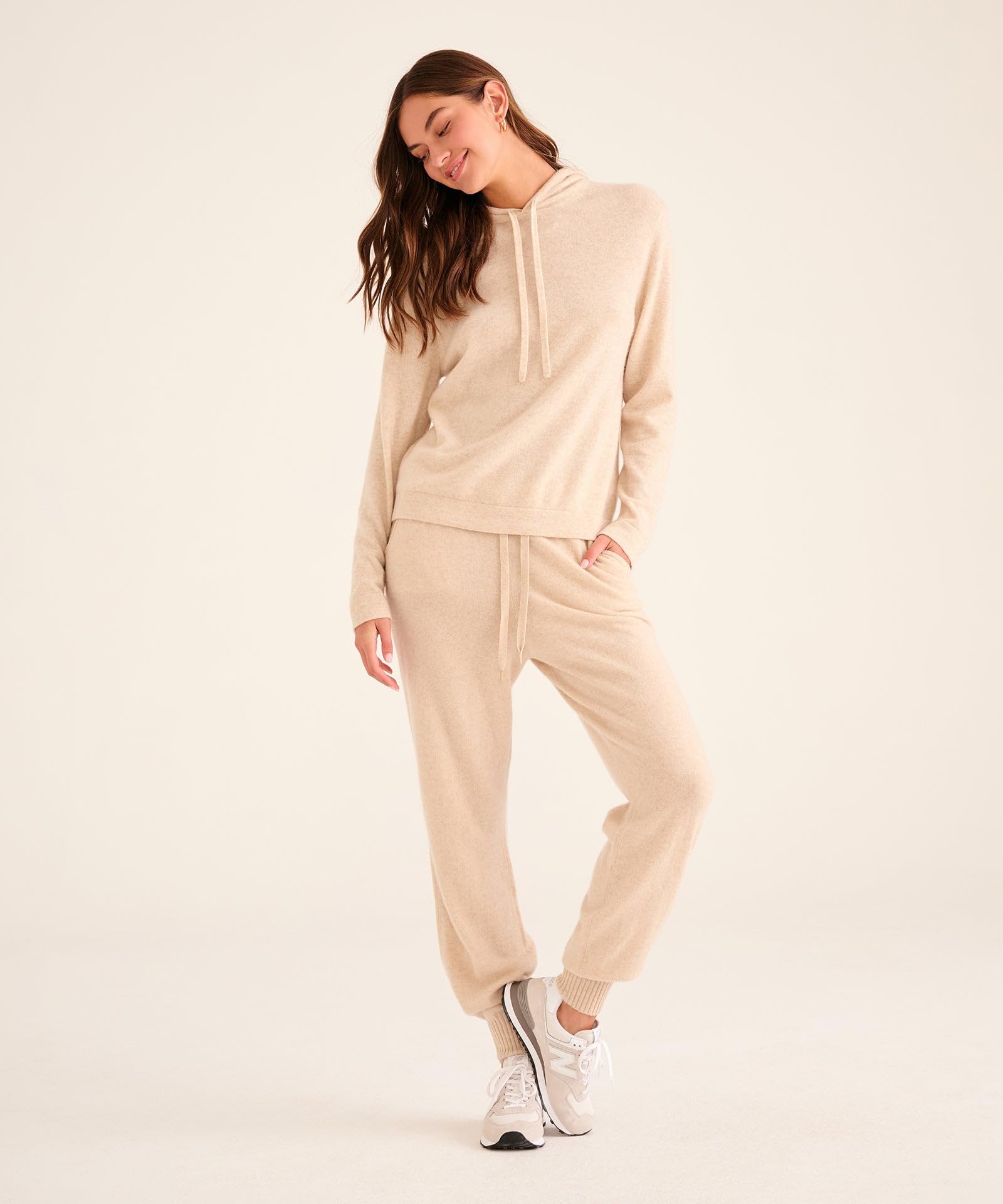 NAADAM Womens The Off-Duty 100% Cashmere Hoodie Oatmeal