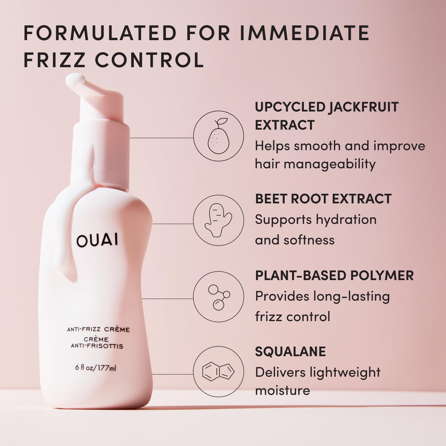 OUAI Anti Frizz Cream - Paraben, Phthalate & Sulfate Free (6 oz)