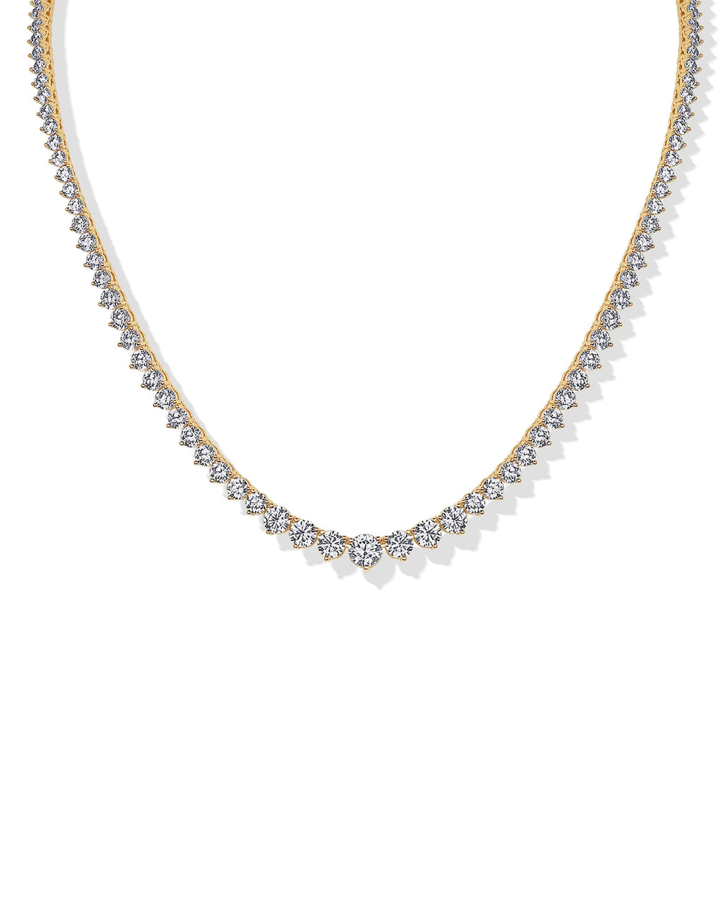 PAVOI 14K Yellow Gold Plated Graduated Tennis Necklaces for Women - Cubic Zirconia Tennis Necklace for Brides & Bridesmaids - Simulated Diamond Chain Trendy Wedding Jewelry - 18 Inches