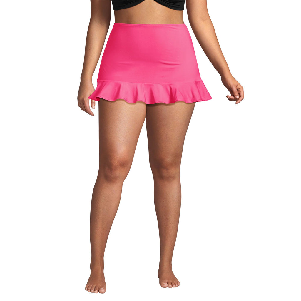 Lands' End Women's Ruffle Hem Mini Swim Skirt 2 Pink Azalea