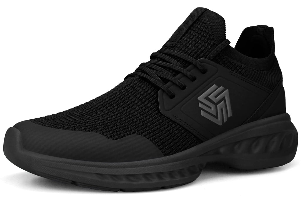 Giniros Mens Slip On Walking Shoes Non Slip Running Shoes Breathable Workout Shoes Lightweight Gym Sneakers All Black Size 12