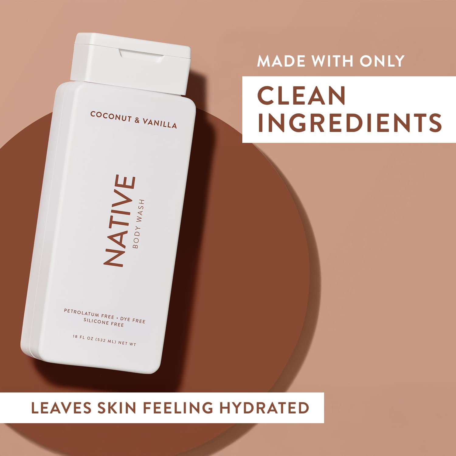 Native Shower Gel & Body Wash for Women & Men - Free of Sulphates & Dyes - Coconut & Vanilla Scent Body Soap - Gently Cleanses with Plant-Based ingredients (532ml)