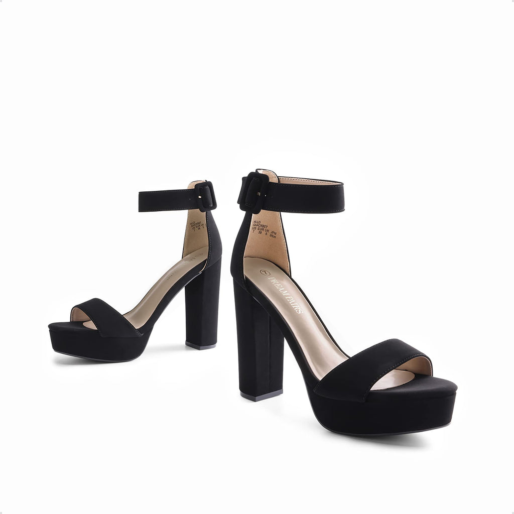 DREAM PAIRS Womens HI-LO High Heel Platform Pump Sandal Orinthia,Size 7,Black/Nubuck,HI-LO
