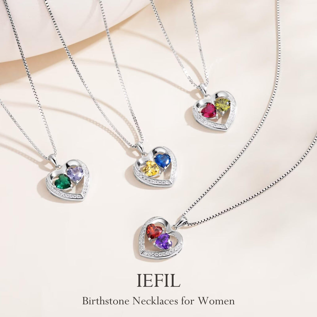 Iefil Birthday Gifts for Women - 925 Sterling Silver Necklace, Personalized Jewelry Gifts for Wife Girlfriend Mom| October Pink Tourmaline & Citrine Necklace