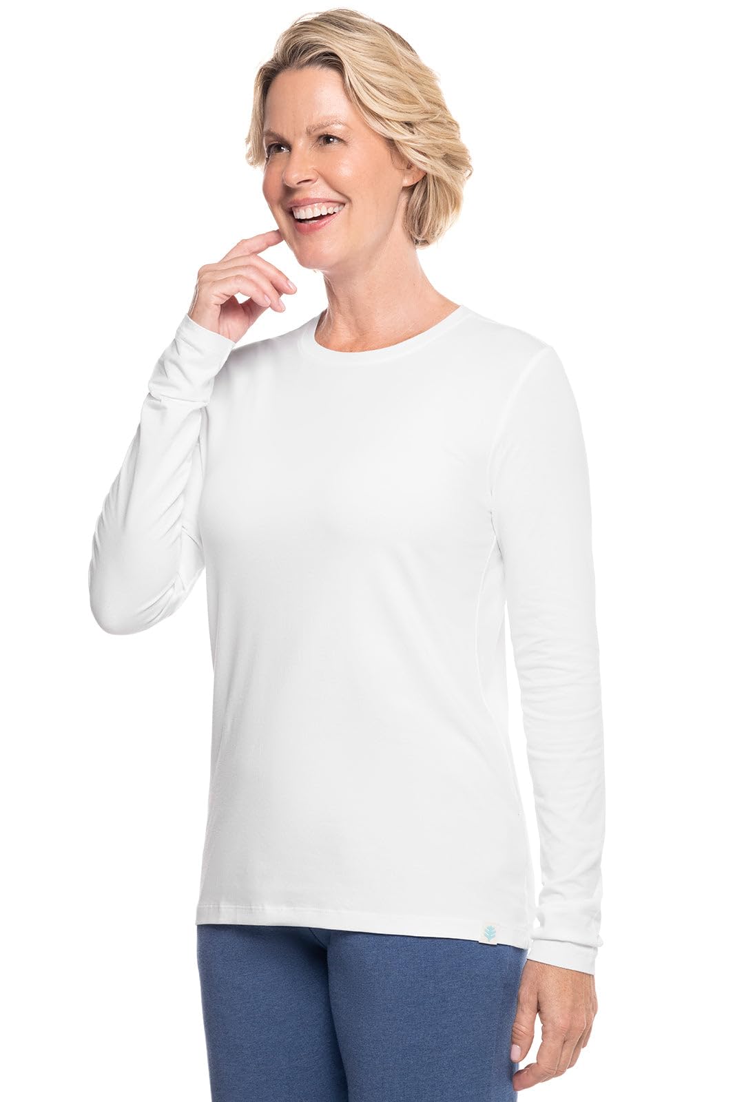 Coolibar UPF 50+ Women's Long sleeve T-Shirt - Sun Protective,Medium,White