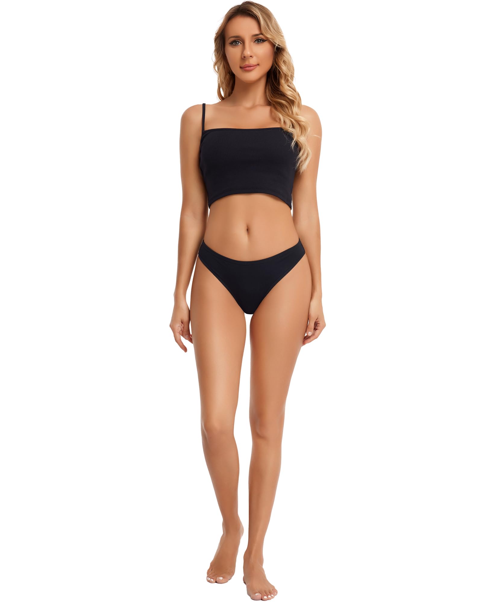 ANZERMIX Women's Breathable Cotton Thong Panties Pack of 6 (Black-6PK, X-Large)