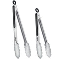 Hotec Stainless Steel Kitchen Tongs, Set of 2-9" and 12", Locking Metal Food Tongs for Cooking, Serving, BBQ, Grill Non-Slip Grip