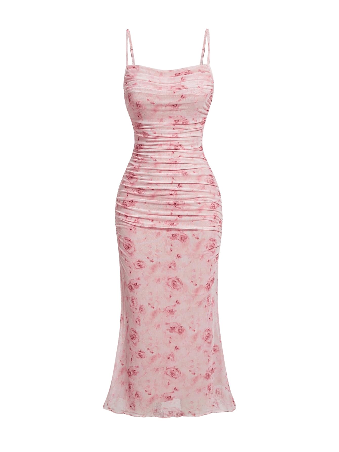 GORGLITTER Women's Floral Spring Summer Wedding Guest Dress Bridal Shower Cocktail Tea Party Beach Midi Sun Dress 2026 Pink Small