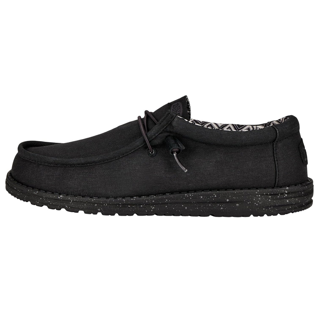 HEYDUDE Men's Wally Stretch Canvas Black/Black