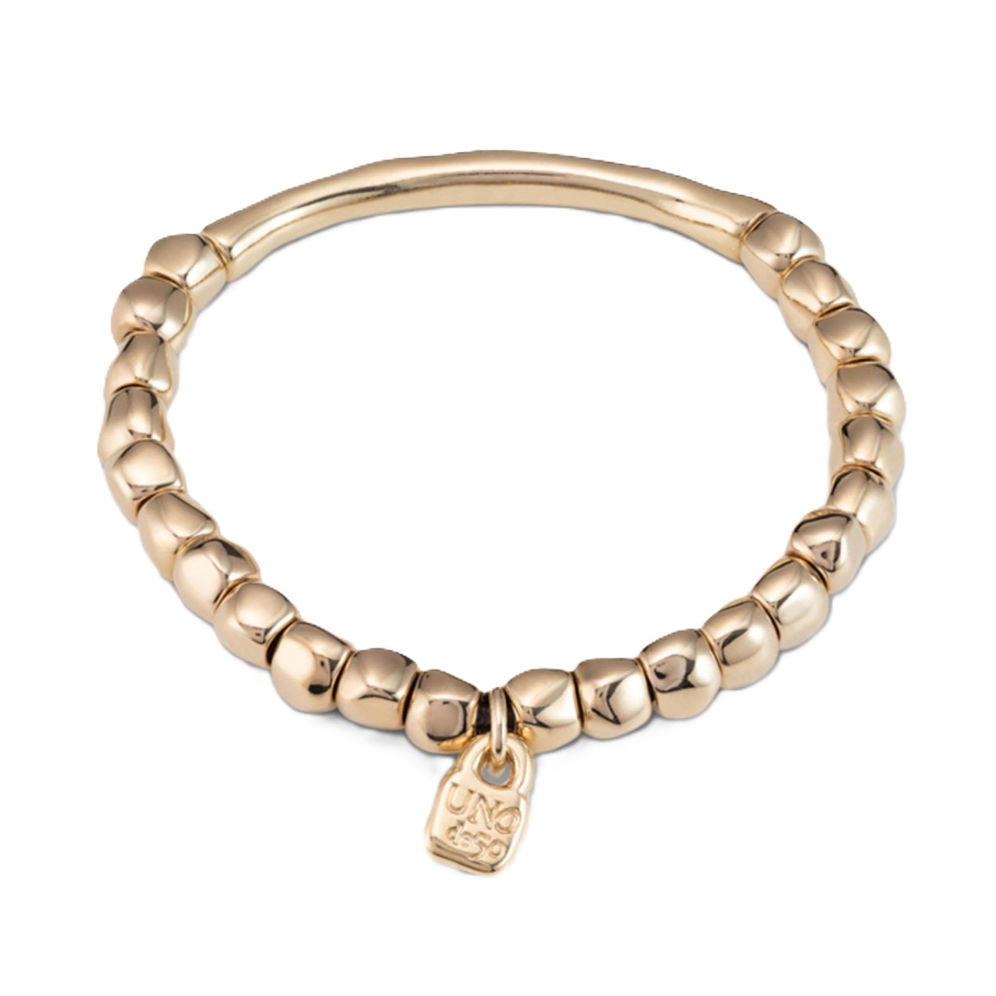 Uno de 50 JOURNEY 18K Gold-Plated Beaded Stretch Bracelet Handmade in Spain