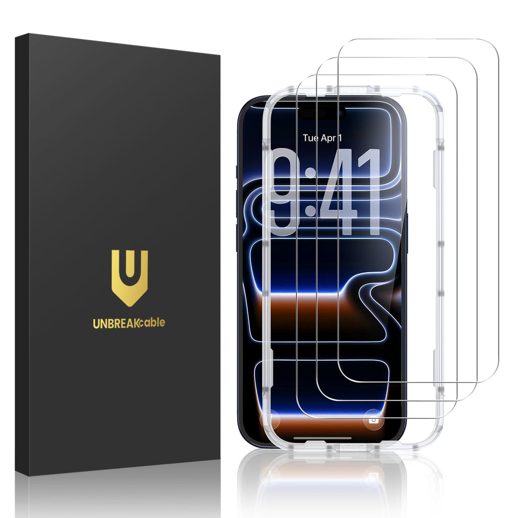 UNBREAKcable 3-Pack Screen Protector for iPhone 17 Pro, Double Shatterproof Tempered Glass [Easy Installation Frame] [9H Hardness] [99.99% HD Clear] [Case Friendly] for iPhone 6.3 inch