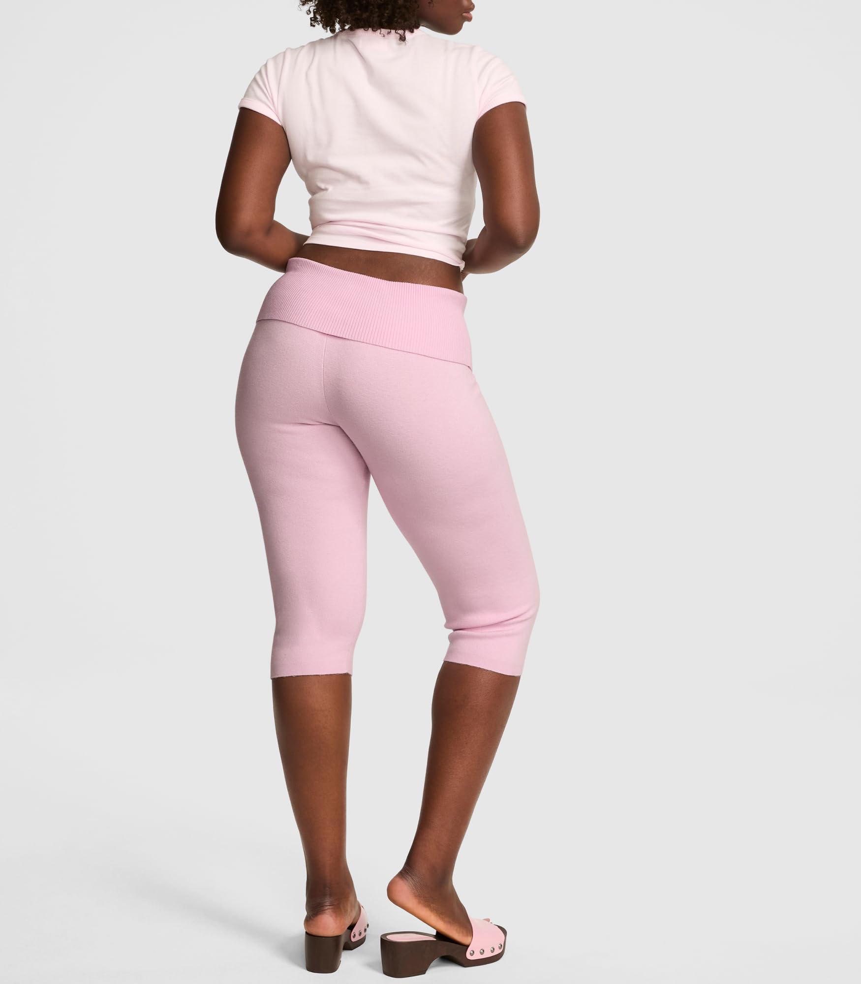 Victoria's Secret Pink | Elle Knit Foldover Capri Pants, Pink Dove, M