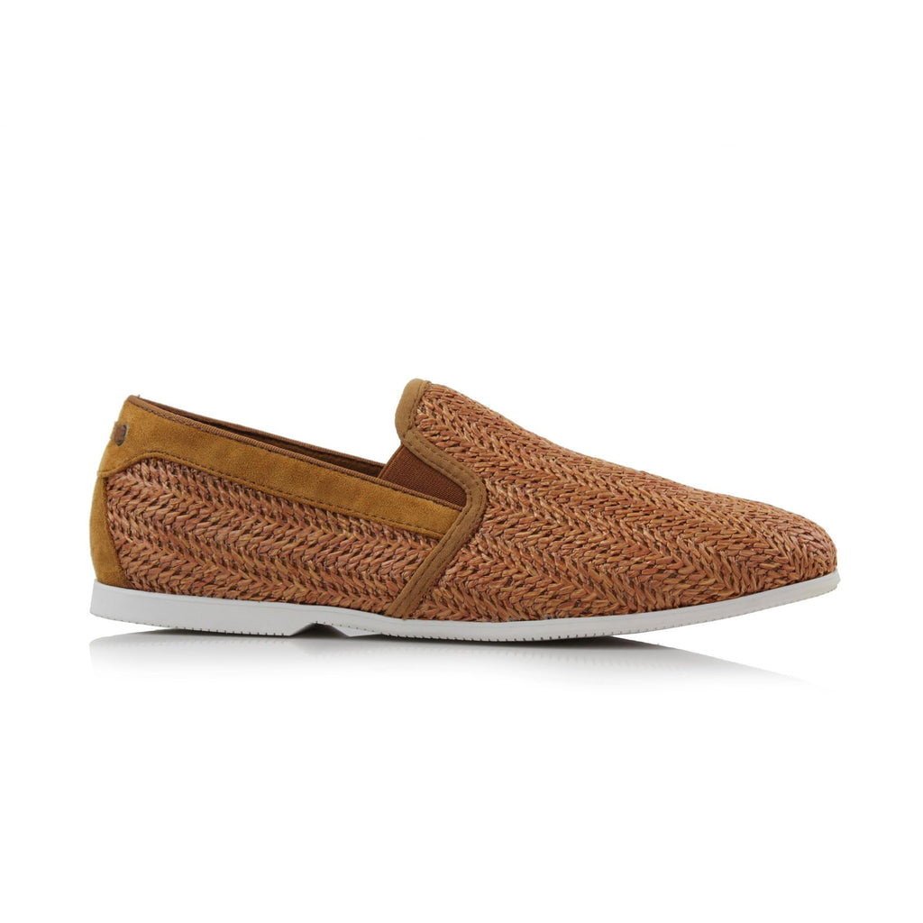 Ferro Aldo Men's Jiro Woven Slip-On Loafers | Lightweight Casual Espadrille Style Sneaker | MFA19676 | in Tatami Brown, Size 9