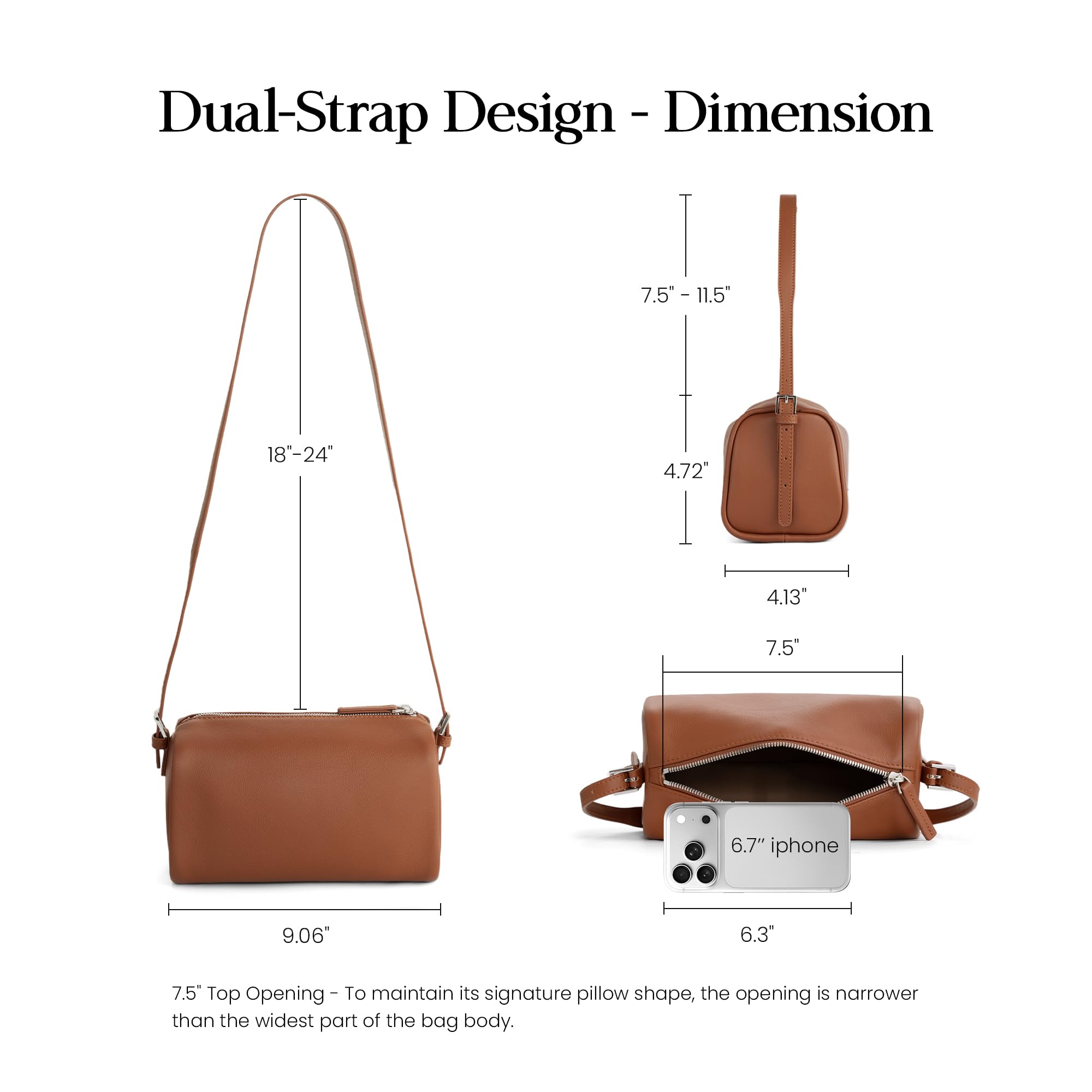 befen Brown Leather Crossbody Bag for Women, Small Genuine Leather Hobo Purse, Soft Top Grain Leather Barrel Bag with RFID Card Slots