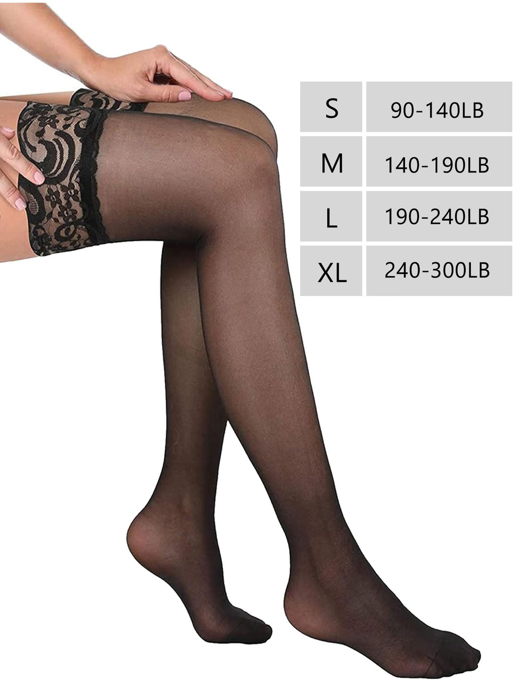 Geyoga Women's Lace Thigh High Stockings over The Knee Stockings for Women Sheer Thigh High with Lace Top(6 Pairs，black, White, Skin Color, Red, Rose Red, Pink,S)