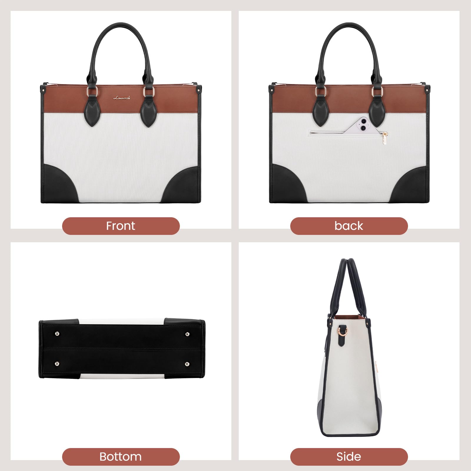 LOVEVOOK Laptop Bag for Women 15.6 lnch,Waterproof Laptops Tote Bags for Womens,Professional Work Bags for Women with Cup Holder,Large Laptop Purse Computer Briefcase Office Teacher Clutch Bag,2 PCS