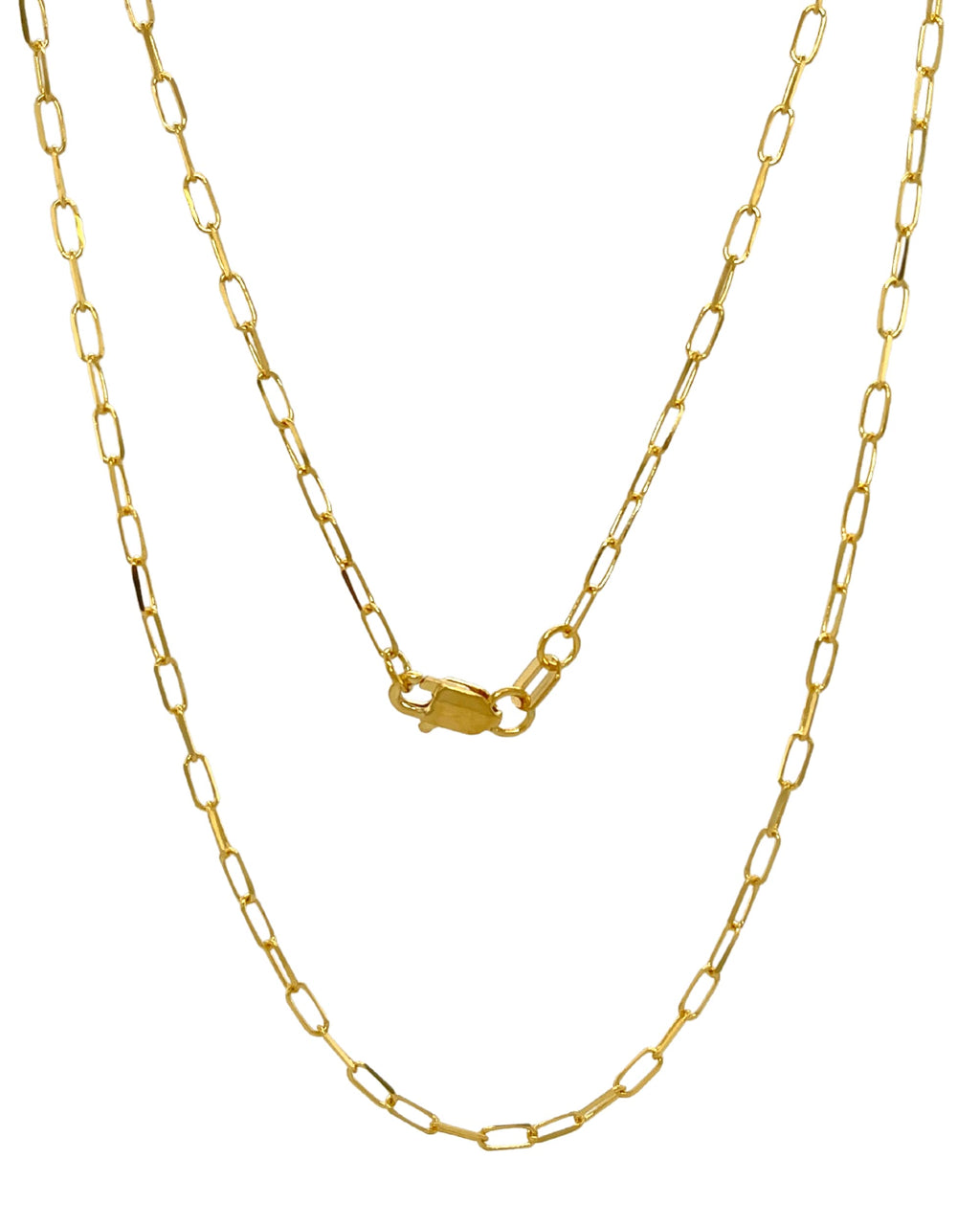 JEWELHEART 14K Solid Gold Cable Chain - 1.7mm Diamond Cut Yellow Gold Thin Paperclip Link Chain Necklace For Women - Dainty Real Gold Pendant Necklace with Lobster Clasp 24"