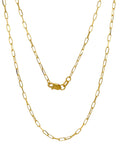 JEWELHEART 14K Solid Gold Cable Chain - 1.7mm Diamond Cut Yellow Gold Thin Paperclip Link Chain Necklace For Women - Dainty Real Gold Pendant Necklace with Lobster Clasp 18"