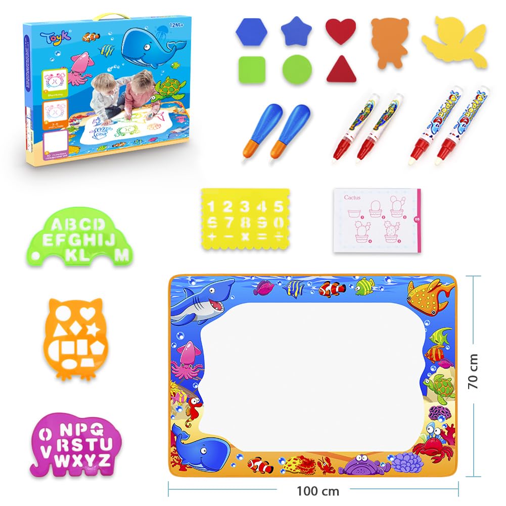 Water Doodle Mat - Kids Painting Writing Color Doodle Drawing Mat Toy Bring Magic Pens Educational Toys for Age 3 4 5 6 7 Year Old Girls Boys Age Toddler Gift