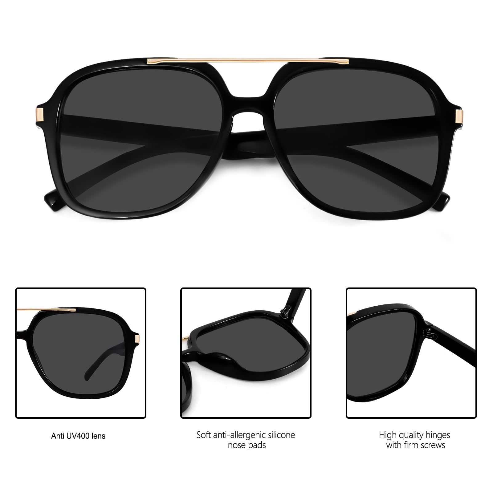 GUVIVI Retro Aviator Sunglasses for Women Men 2026 Square Top Bar Sun Glasses Sunnies 70s Lightweight Shades